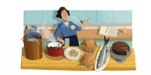 Googleロゴが往年の料理研究家に! 本日のGoogleロゴは有名な料理研究家の生誕100周年記念