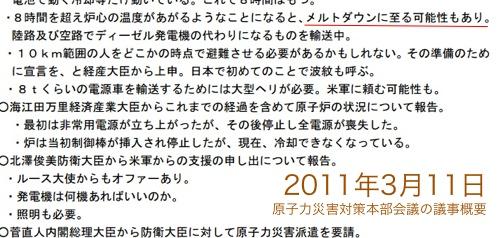「3月11日:メルトダウンに至る可能性もあり」「3月12日:最悪の事態想定を」「3月16日:撤退なんてありえない」原子力災害対策本部会議メモの全容