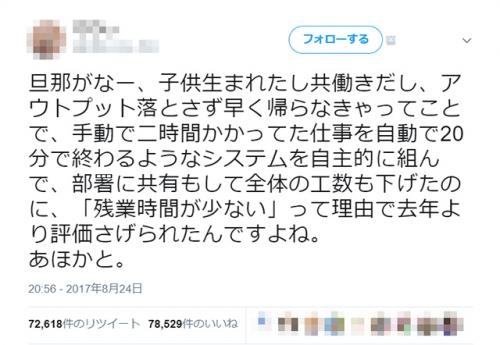 2時間かかっていた仕事を20分で終わるシステムを組む→残業時間が減って評価下がる……　同様のケースの報告も