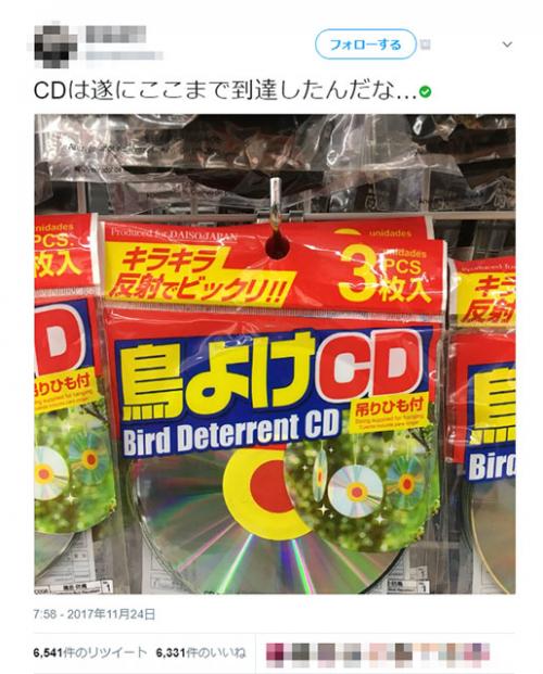 実は効果が薄い!?　鳥よけ用CDの存在に「おわりのはじまり」「廃棄CDリサイクルすればいい」といった反応集まる