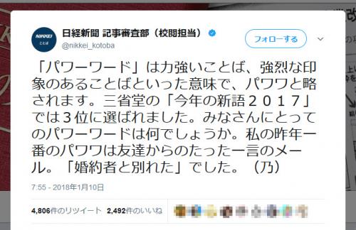 日経新聞記事審査部の『パワーワード』は「パワワと略されます」というツイートにツッコミ多数