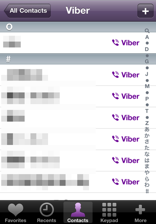 Viberユーザーは「Viber」と表示される