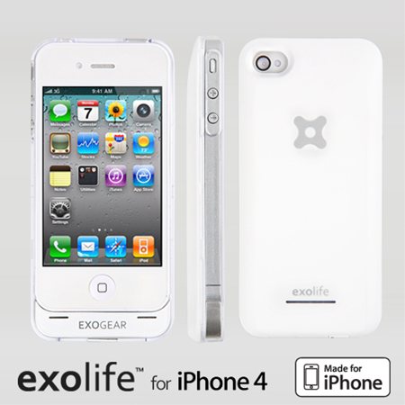 『iPhone 4』用バッテリーケース『exolife（エクソライフ）』ホワイト