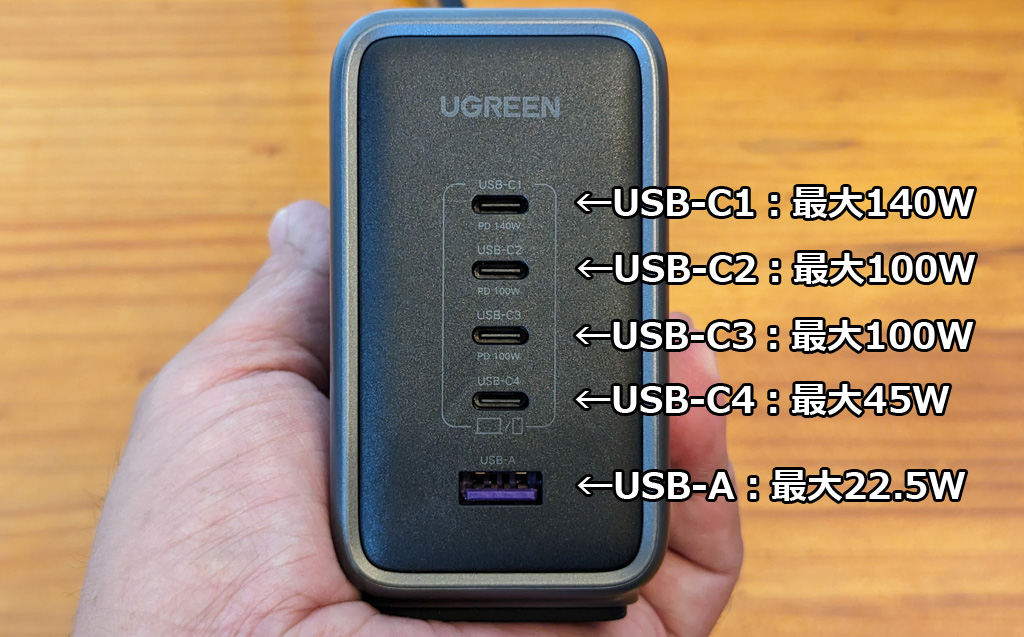 スマホ/家電/カメラUGREEN Nexode 140W (USB-Cx2・USB-Ax1)