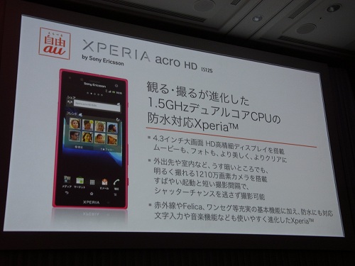 『Xperia acro HD IS12S』を発表