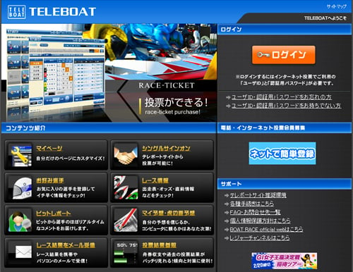 『TELEBOAT』ウェブサイト