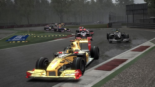 『F1 2010』開発中のスクリーンショット。タイヤにはグリーンのラインが！