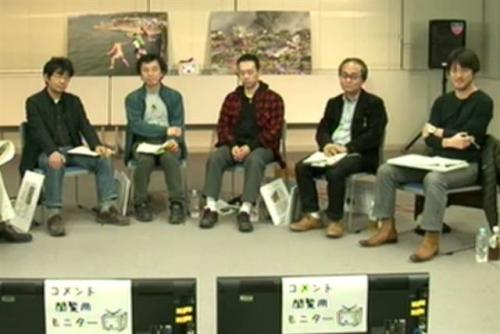 左から、朝日新聞石巻支局長の川端俊一氏、同宮古支局長の伊藤智章氏、同大槌駐在の東野真和氏、同南相馬支局長の佐々木達也氏、同南三陸駐在の三浦英之氏