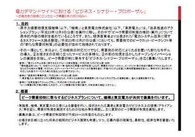 原子力損害賠償支援機構と東京電力が電力デマンドサイドにおける「ビジネス・シナジー・プロポーザル」の募集をスタートします