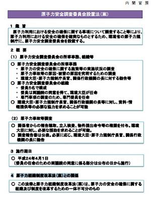 これが内閣官房が発した原子力安全調査委員会設置法(案)です