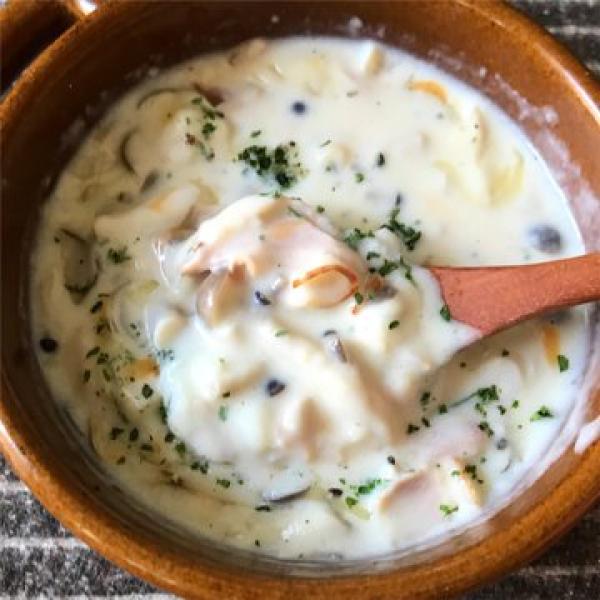 レンジで1発のレシピ「きのこチーズチャウダー」がネットで反響