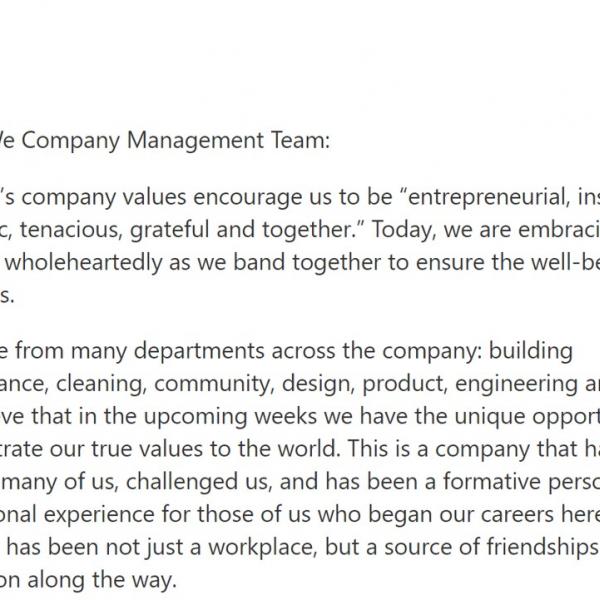 ソフトバンクの悩みの種“WeWork”の従業員による経営陣への公開状