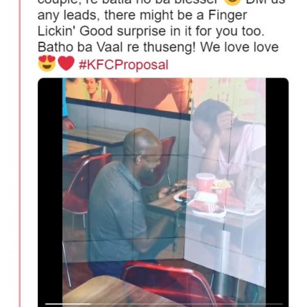 南アフリカのKFC店内でプロポーズしたカップルに企業からの祝福ラッシュ