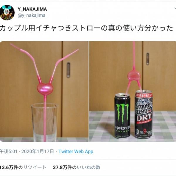カップル用二股ストローの真の使い方が話題に 「ハートが逆向きになるのもそういうことなんだろうなぁ」
