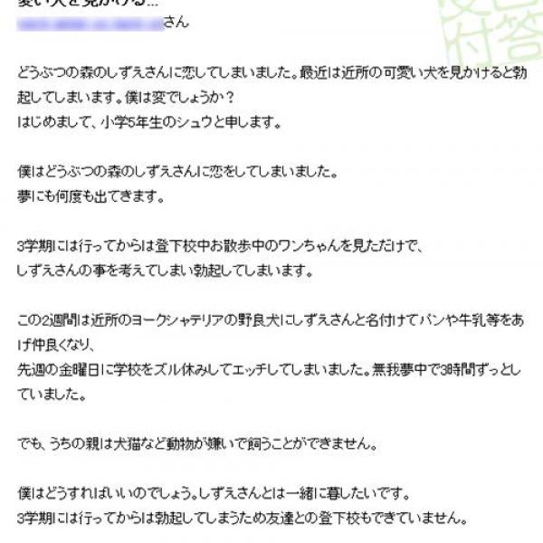 とびだせ どうぶつの森』のしずえさんに恋をしてしまった小学生が『Yahoo!知恵袋』で質問 ｜ ガジェット通信 GetNews