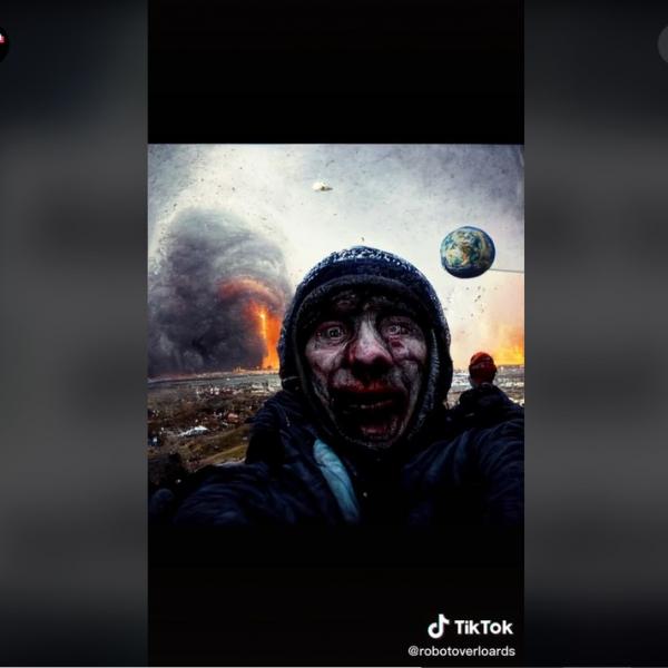 AIが生成した「地球で最後の自撮り写真」が話題 「地球滅亡の日はきっとこんな感じなんだろうな」「AIの想像力は人間の想像力より恐ろしい」