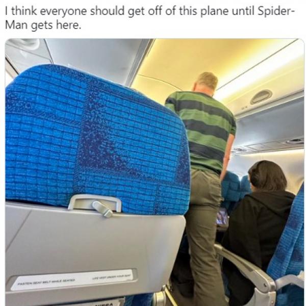 スパイダーマンが到着するまでこの飛行機に搭乗しちゃダメ 「サンドマンじゃん」「吹き出しちゃったよ」
