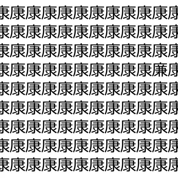 【脳トレ】「康」の中に紛れて1つ違う文字がある！？あなたは何秒で探し出せるかな？？【違う文字を探せ！】