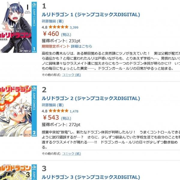 3月に待望のコミックス最新刊が発売された「ルリドラゴン」 Amazon