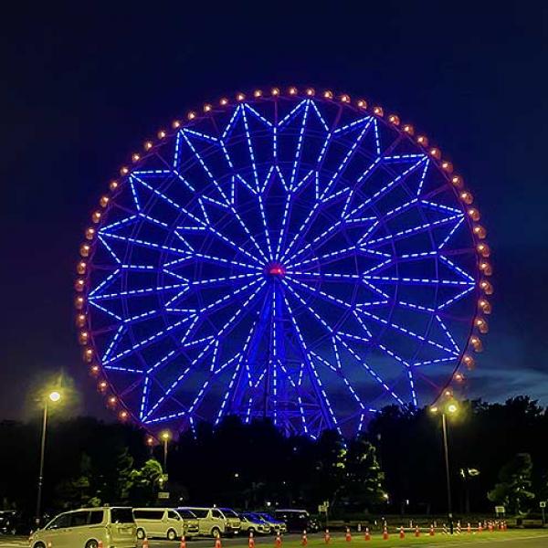 東京都立 葛西臨海公園「ダイヤと花の大観覧車」の夜イルミが石井幹子