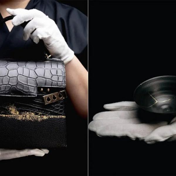 レザーグッズメゾン「DELVAUX」×金沢の金箔！箔一がバッグに金箔を施し