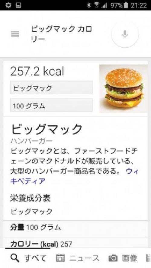 Google Nowでファストフードメニューの栄養成分やカロリーが検索可能に ガジェット通信 Getnews
