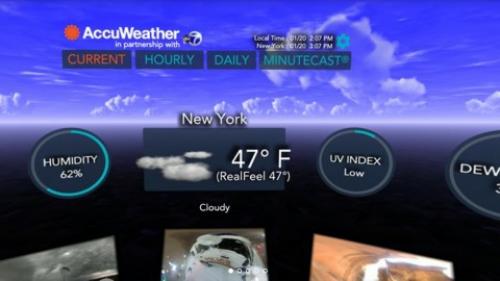 天気予報アプリ Accuweather がvrに対応 Samsung Gear Vrで利用可能 ガジェット通信 Getnews