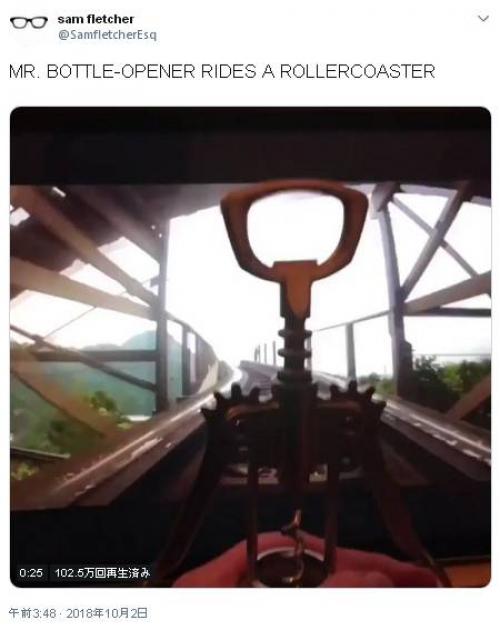 ジェットコースターに初めて乗ったワインオープナーが大喜び！