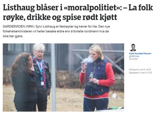 タバコを吸いながらペプシを飲むノルウェーの公衆衛生相の発言が物議を醸す