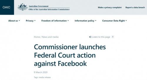 個人情報売買・使用されたと主張　オーストラリア情報コミッショナー事務局がFacebookを提訴