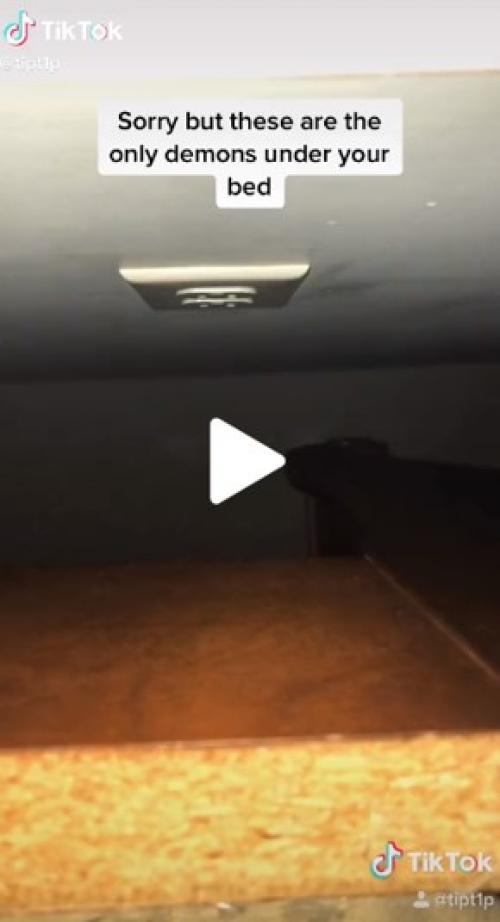 TikTokのショートホラー ベッドの下に潜む悪霊