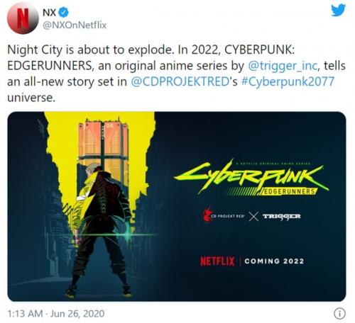 Netflixがアニメ『サイバーパンク エッジランナーズ』を2022年に配信すると発表 制作は日本のトリガー