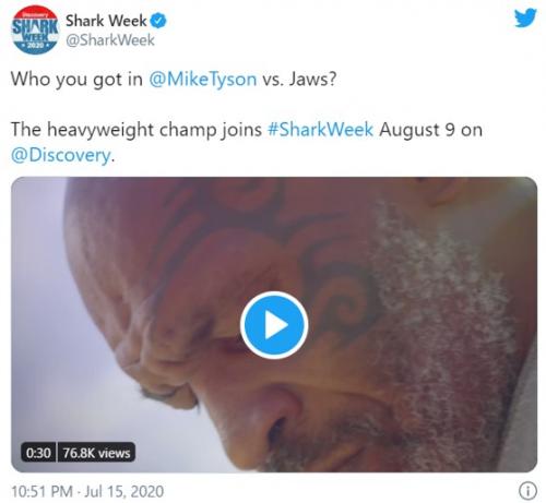ディスカバリーチャンネルの「Shark Week」にマイク・タイソンが出演します 「タイソンならサメもKOでしょ」「どっちも人に噛みつくからいい勝負になりそう」