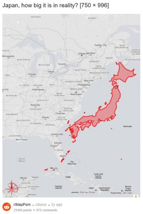 地図は見方や視点で印象がガラッと変わる 日本地図とアメリカ東海岸の地図を並べてみると……