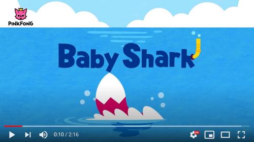 「ベイビー・シャーク（Baby Shark）」が再生回数70億4000万回を突破 →YouTubeの歴代再生回数ナンバー1動画に躍り出る