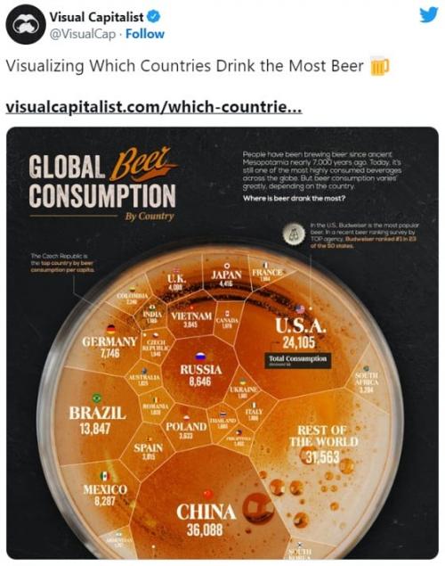 ビールをよく飲むのはどの国かが一目でわかるインフォグラフィック
