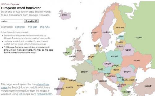 地図上で言語を確認できる!?　ビジュアル型翻訳サイト『European word translator』登場