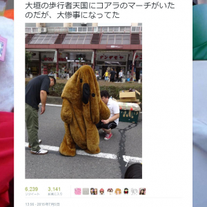 「大惨事になってた」　変わり果てた姿の『コアラのマーチ』着ぐるみの画像つきツイートが話題に