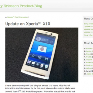 ソニー・エリクソンがブログで『Xperia X10』のAndroid 2.3へのバージョンアップを発表　ドコモ「実施は未定」