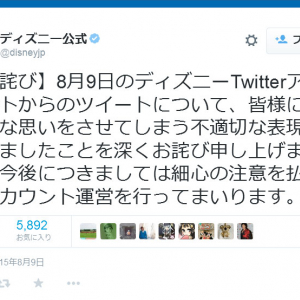 8月9日に「なんでもない日おめでとう。」とツイート　ディズニー・ジャパン公式が炎上し謝罪