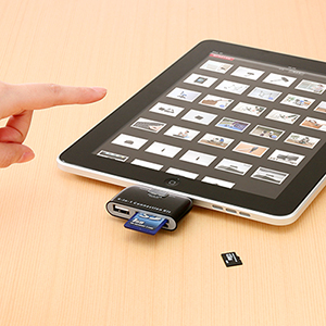 iPad2やiPadにSD/miniSDカード・microSDカード・USB・microUSBが挿せる『4in1カードリーダー』