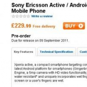 英Play.com、Sony Ericssonの防水・防塵スマートフォン『Xperia active』の予約受付を開始、発売予定日は今のところ9月9日