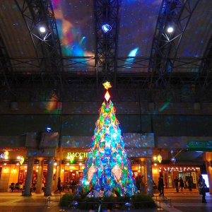 土佐和紙、行燈、今年は和を取り入れたツリーやイルミネーションでクリスマスを