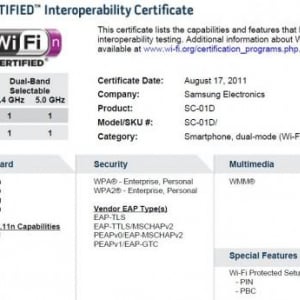 NTTドコモ向けLTEタブレット「SC-01D」がWi-Fi認証通過