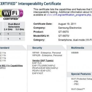 Samsung GT-I9070がWi-Fi認証通過