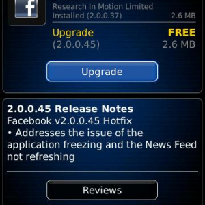 Facebook For BlackBerryがv2.0.0.45にアップデート