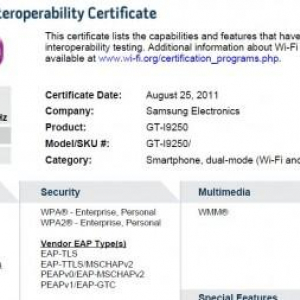 Samsungの「GT-I9250」がWi-Fi認証通過