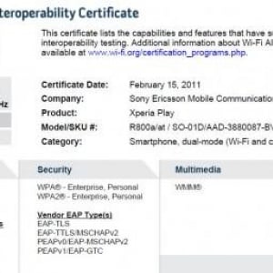 NTTドコモ向け「Xperia PLAY SO-01D」がWi-Fi認証通過