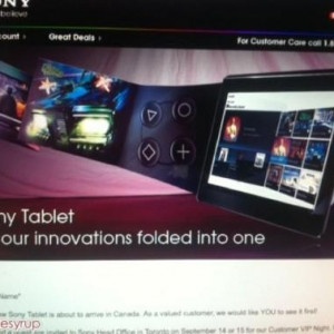 Sony、9月中旬にカナダでSony Tabletのローンチイベントを開催