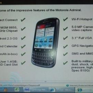 Motorola Admiral、3.1インチHVGAディスプレイの下にキーボードを搭載。SoCはMSM8655 1.2GHz